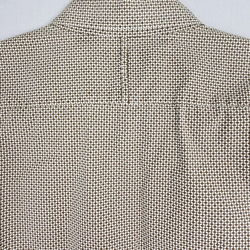 Banana Republic Men's Short Sleeve Button Down‎ Shirt Brown Geometric Medium
